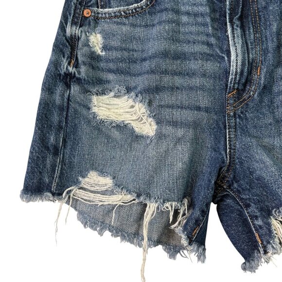 American Eagle Women's 90's Boyfriend Shorts Distressed Dark Wash Size 0 - Picture 4 of 14